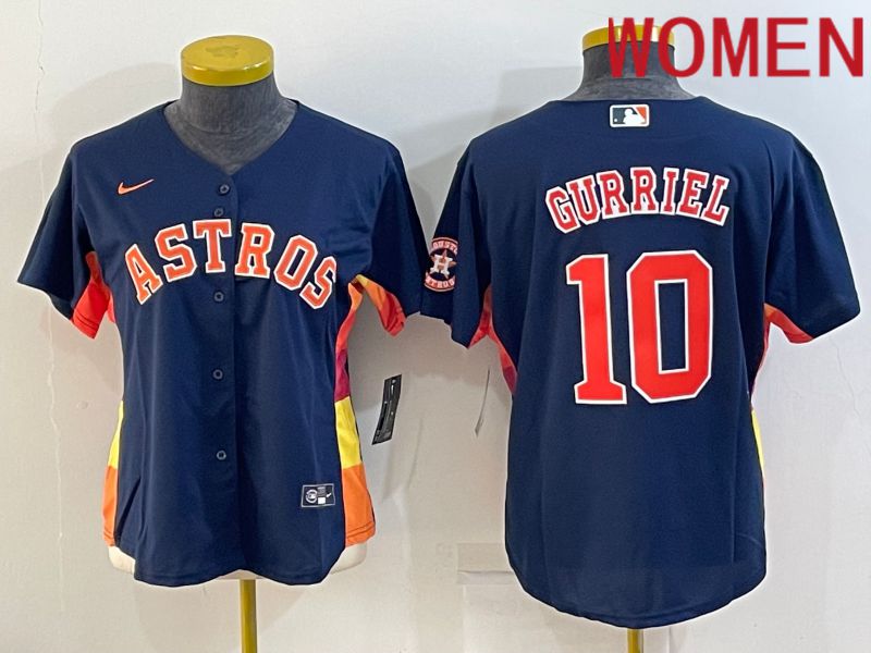 Women Houston Astros #10 Gurriel Blue Game Nike 2022 MLB Jerseys